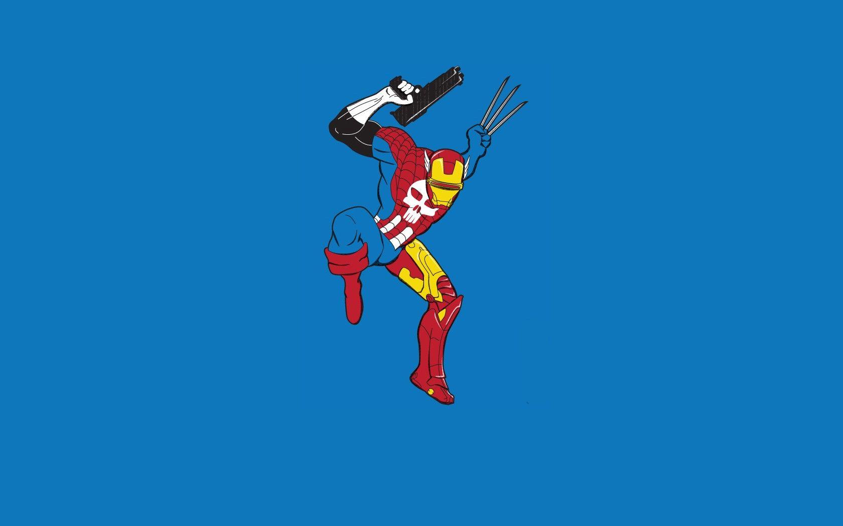 1680x1050 Minimalistic Iron Man Thor Spider Man Captain America Wolverine