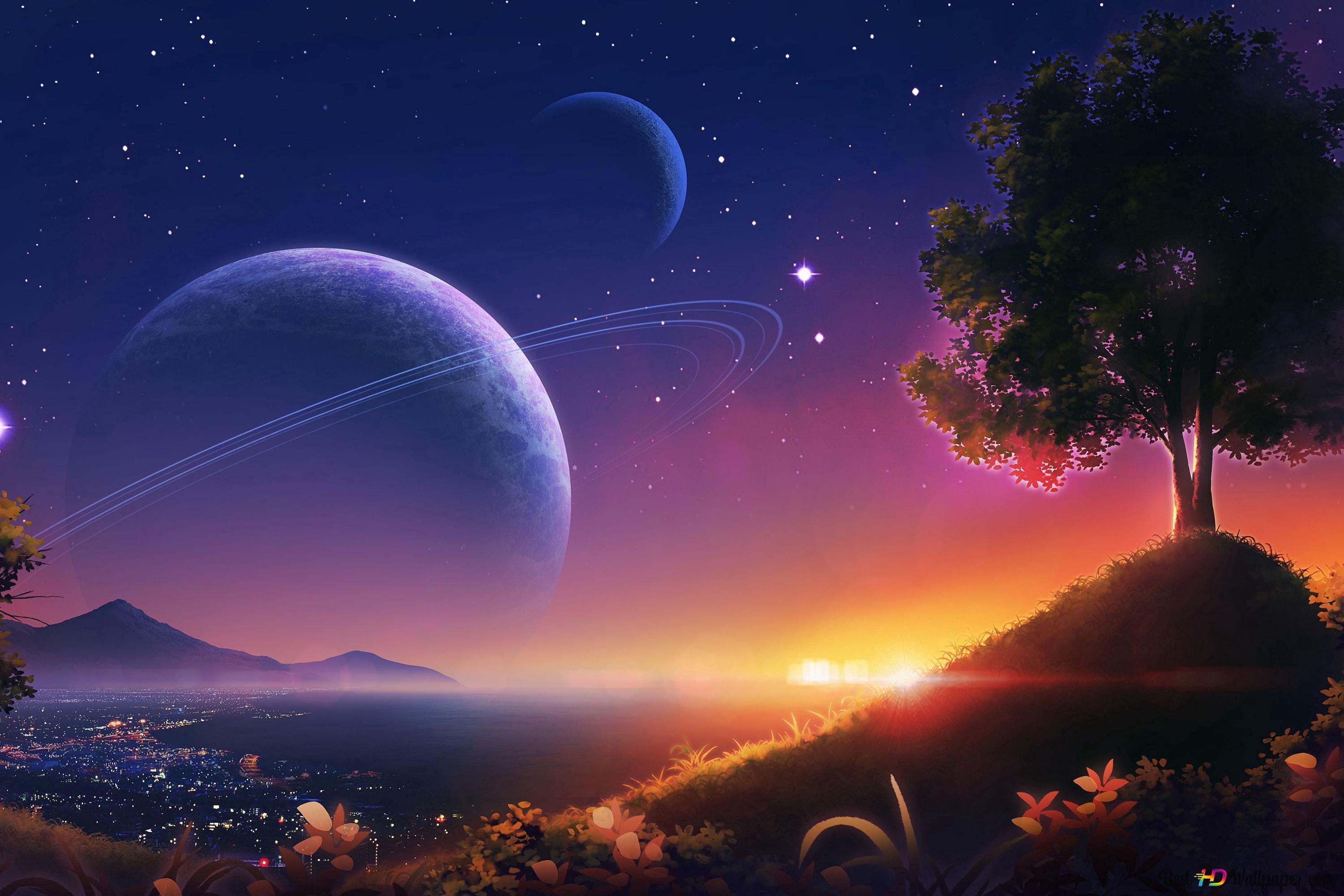 3000x2000 Magnificent view of nature and full moon and daylights together 4K wallpaper download