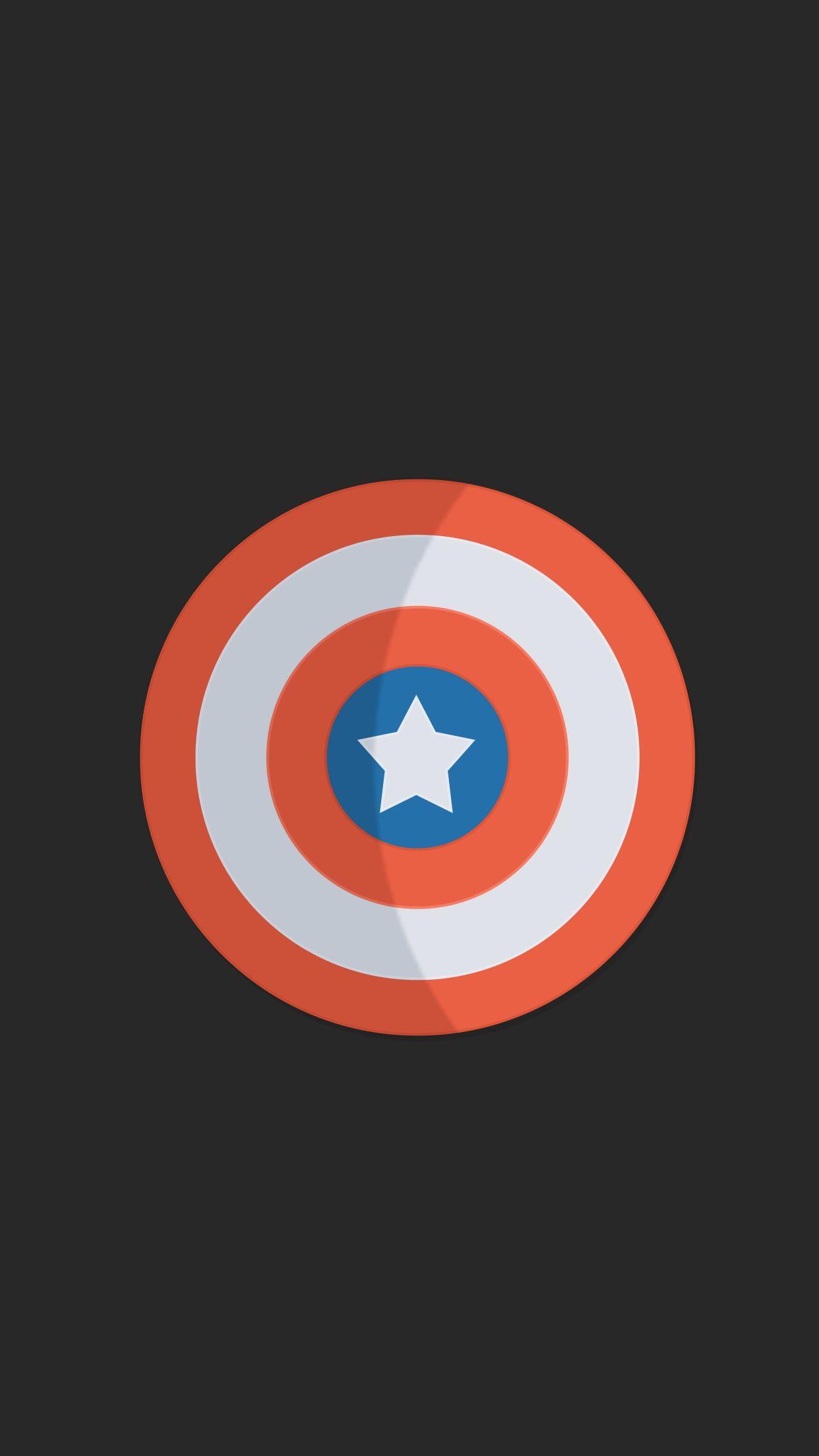1242x2208 Captain America shield logo, superhero, minimalism, Captain