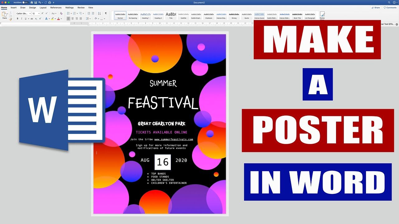 1280x720 How to make a POSTER in Word. Microsoft Word Tutorials