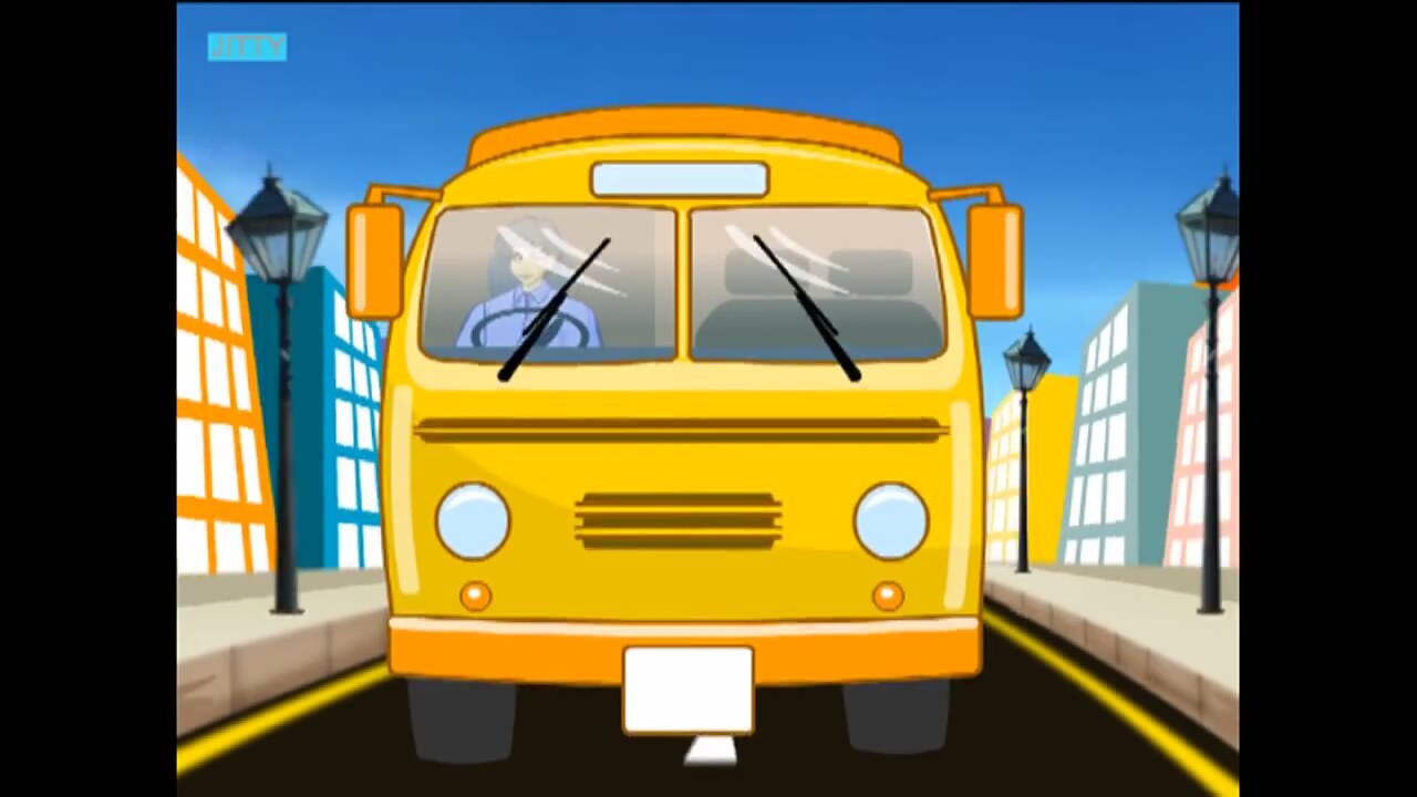 1280x720 The Wheels On The Bus Go Round And Round Cartoon Nursery Rhymes. İ