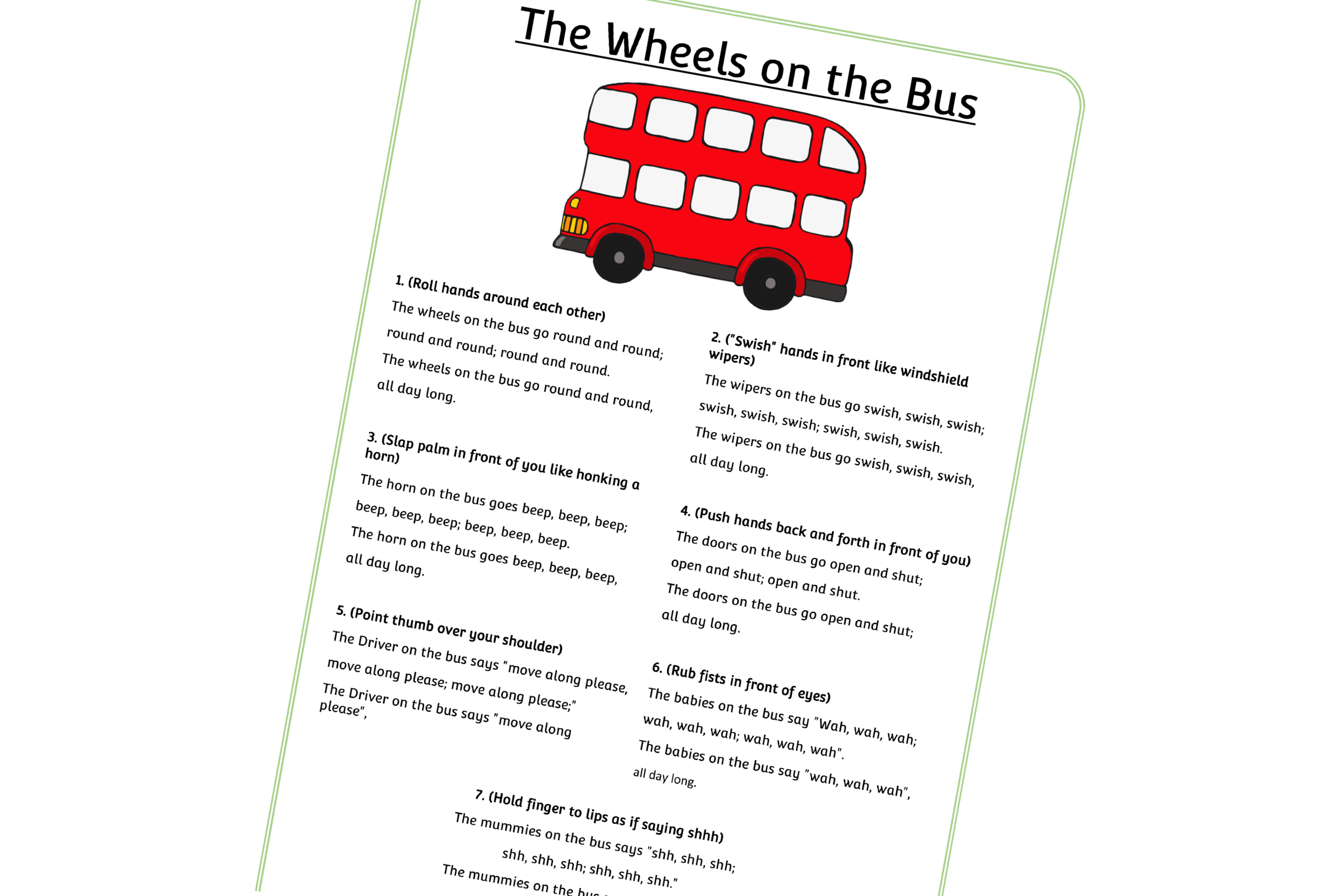 2500x1667 The Wheels on the Bus song words Early Years (EYFS) Printable Resource