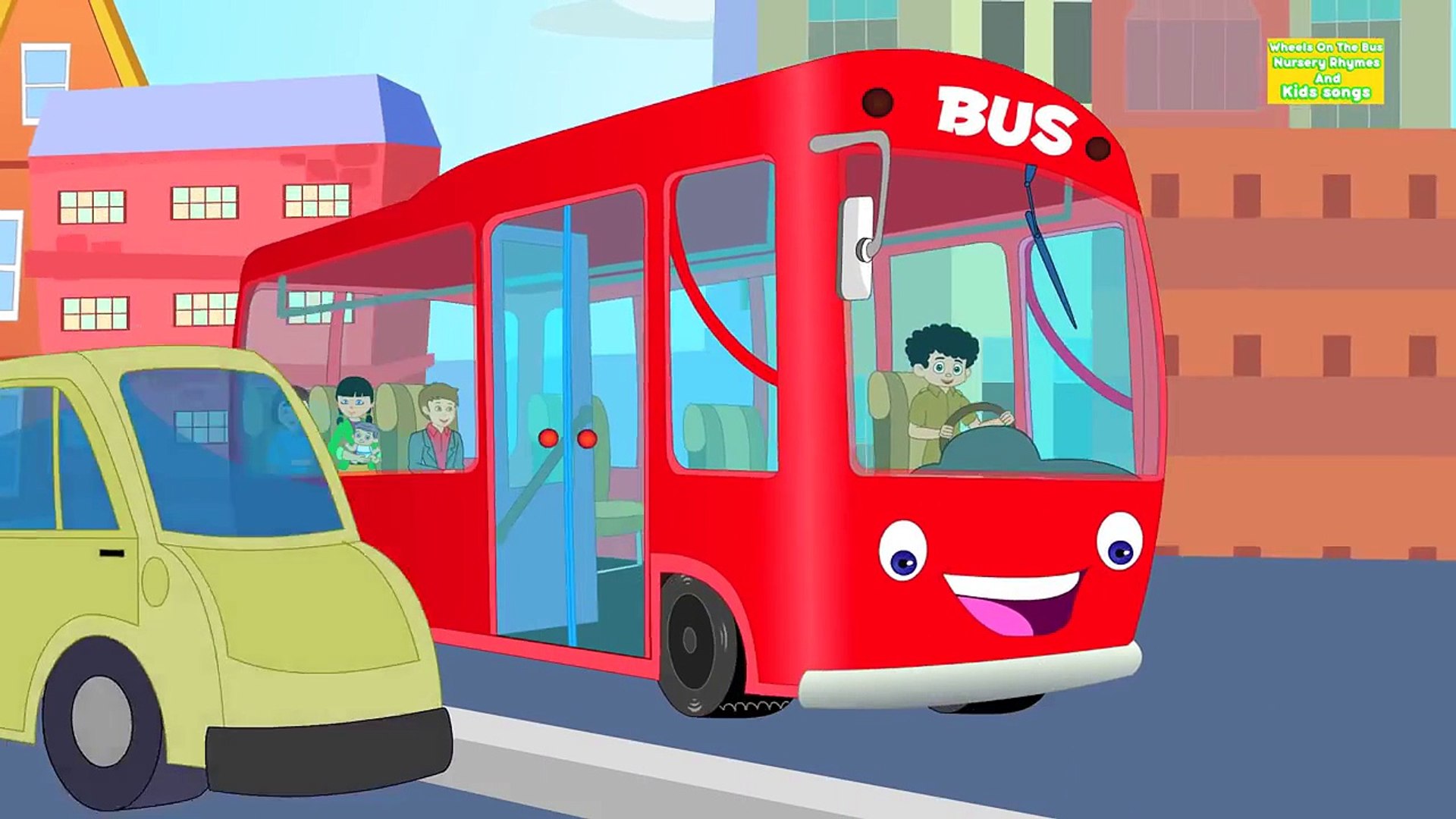 1920x1080 Wheels on the bus goes round and round. Kids Songs And Nursery rhymes with lyrics for chi