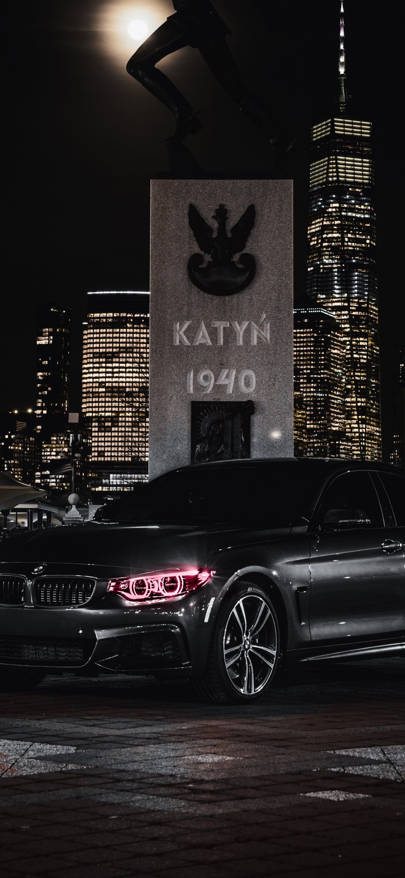 1290x2796 BMW M4 Wallpaper 4K, Black Edition, Angel Eyes, Night