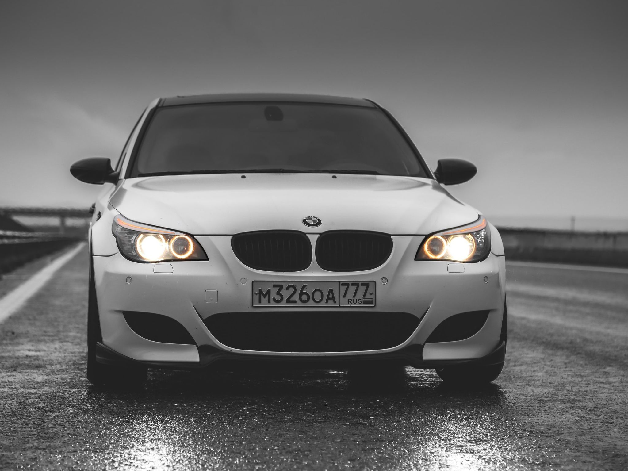 2048x1536 Download BMW 5 Series E Bmw, Series, E Auto, Avto, Automobile, Vehicle, Light, Light, Angel, Eyes Wallpaper in 2048x1536 Resolution
