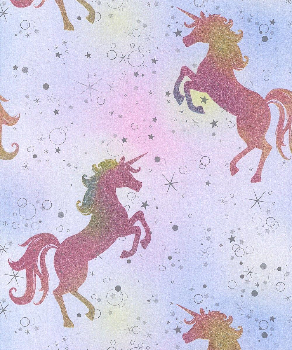 1000x1200 Coloroll Be Dazzled Dancing Unicorn Rainbow Wallpaper M1423