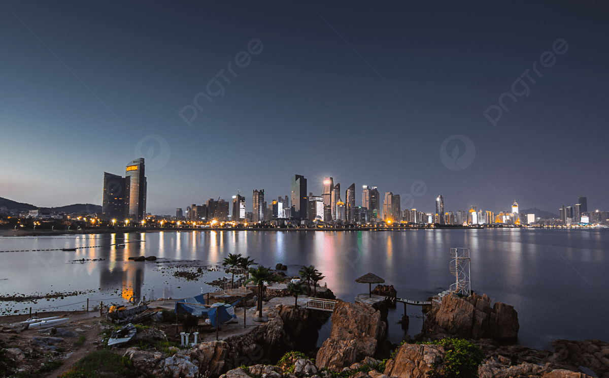 1200x744 Night Panorama Of Shinan District Qingdao Background, Qingdao, City, Night View Background Image And Wallpaper for Free Download