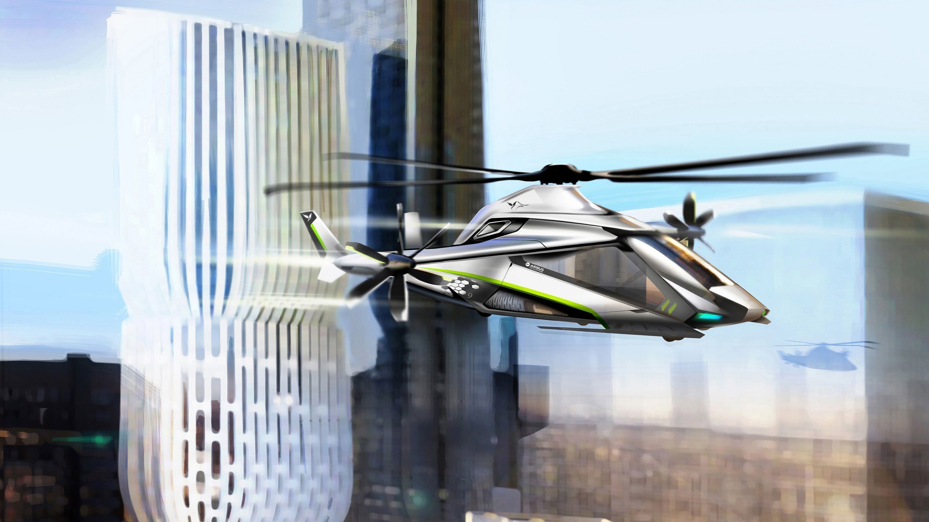 3840x2160 Wallpaper Clean Sky Helicopter, speed, concept, Military