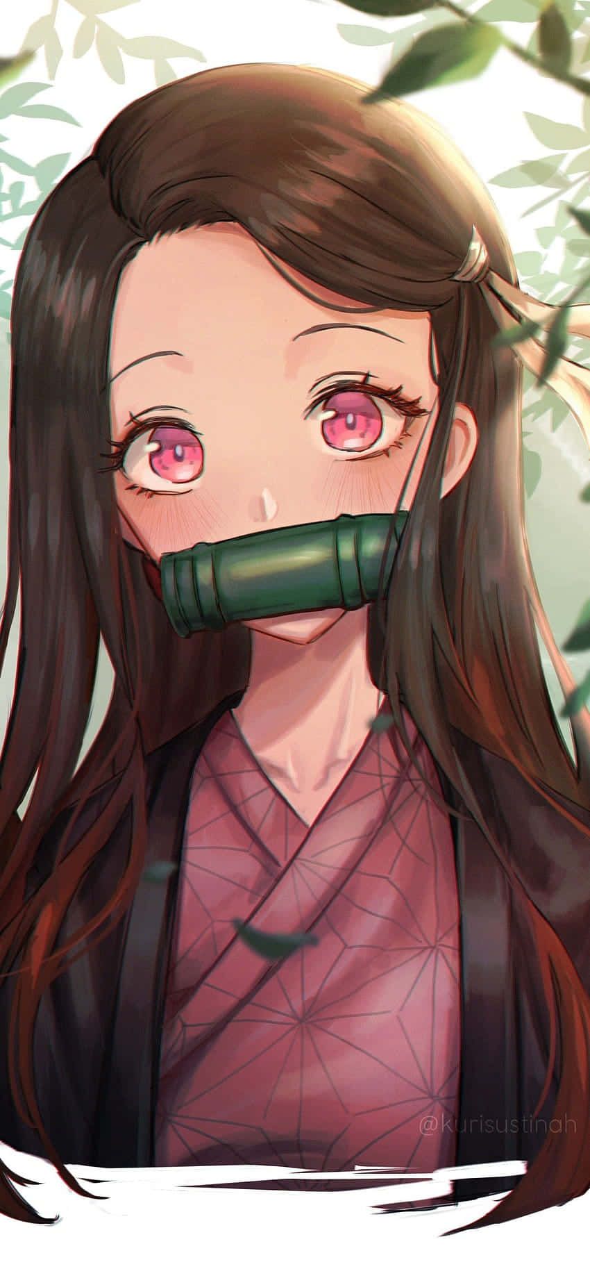 850x1840 Download Demon Slayer Anime Girl Cute Nezuko Portrait Wallpaper