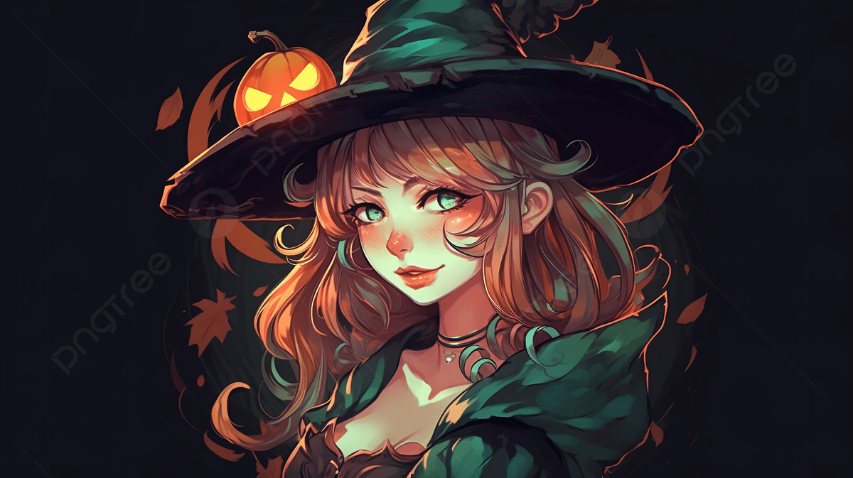 1200x673 Portrait Of An Anime Girl With A Witch Hat Background, Halloween Profile Picture Background Image And Wallpaper for Free Download