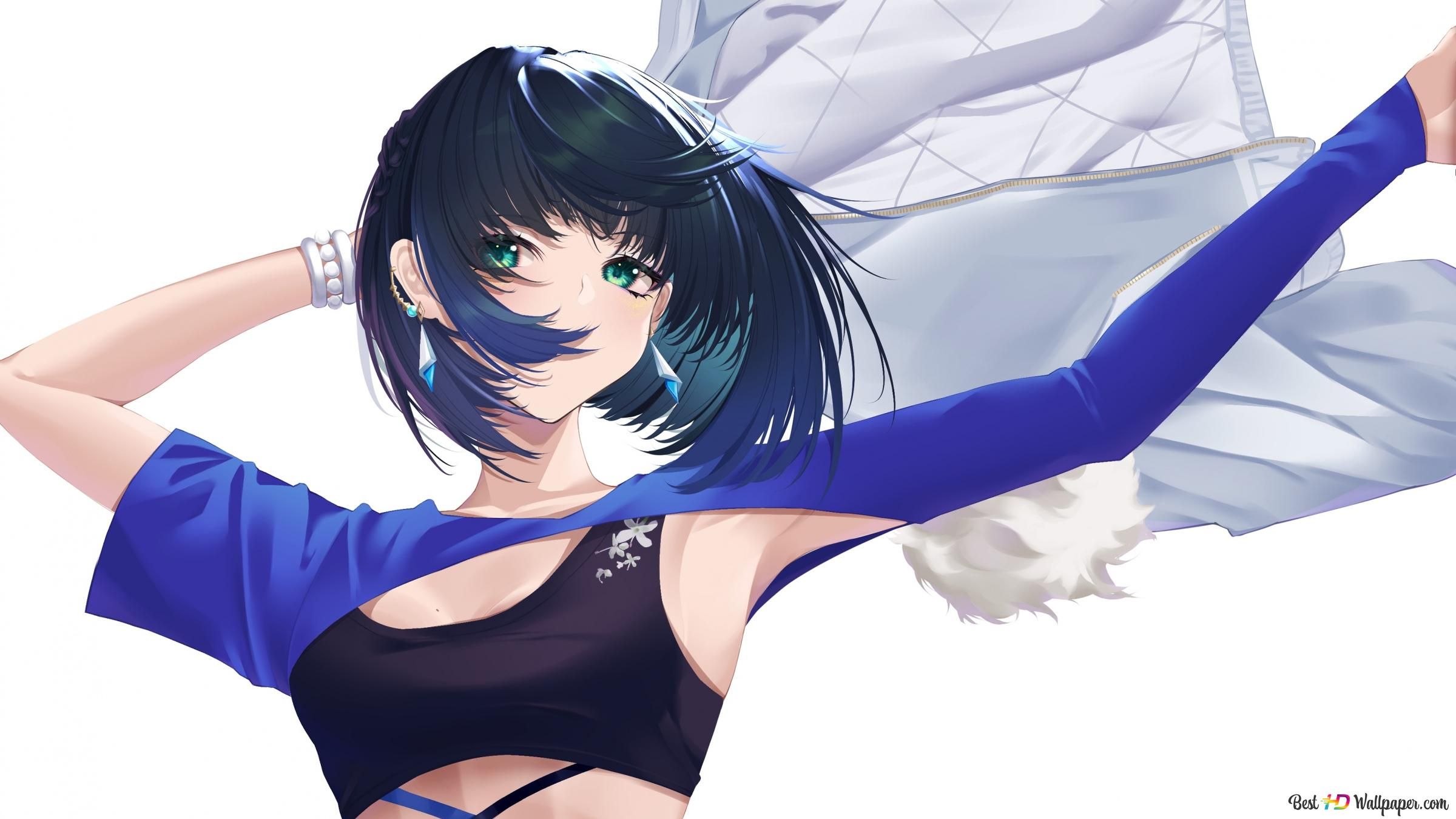2400x1350 Genshin Impact beautiful anime Yelan portrait 2K wallpaper download