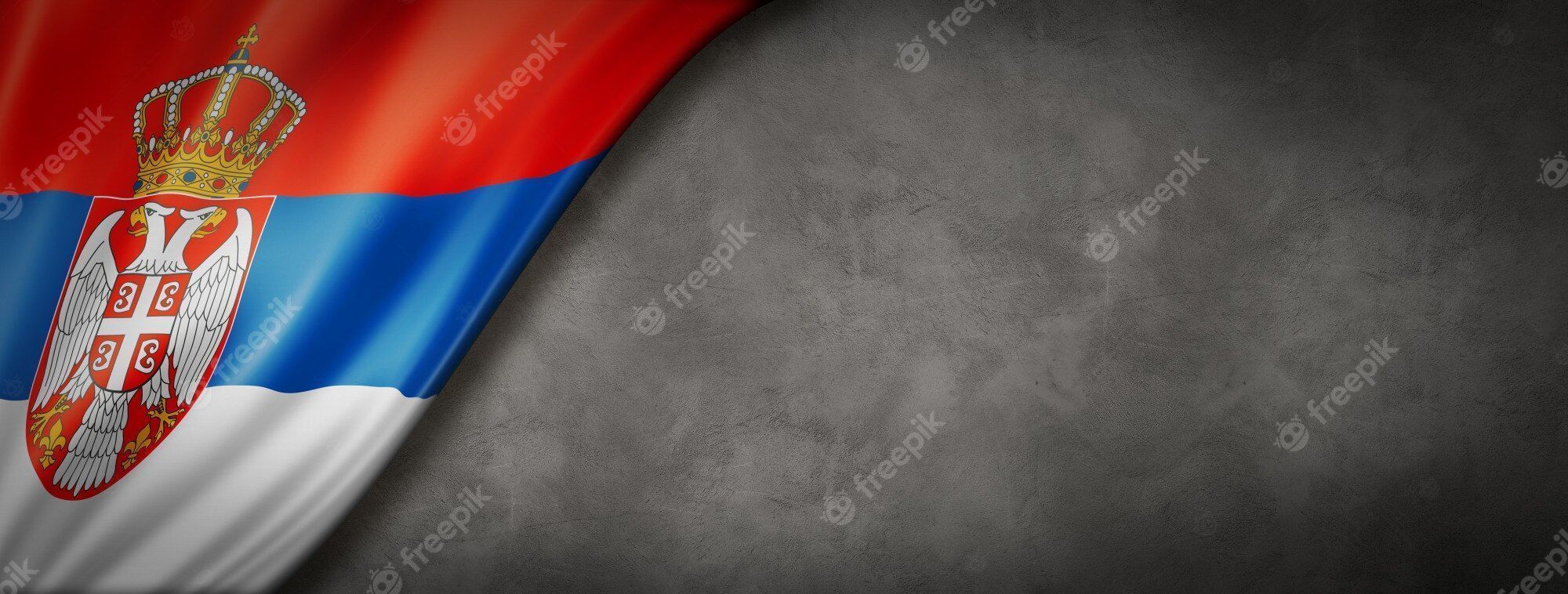 2000x758 Premium Photo. Serbian flag on concrete background