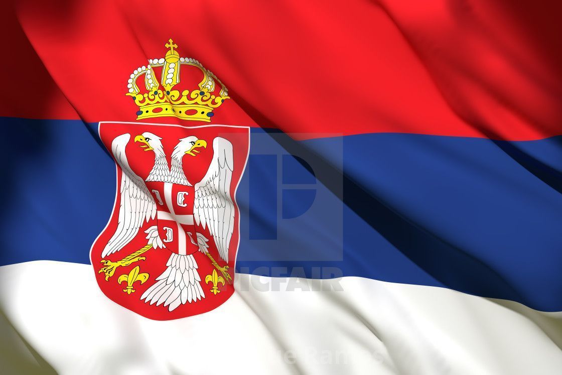 1120x747 3D rendering of Serbia flag, download or print for £12.40