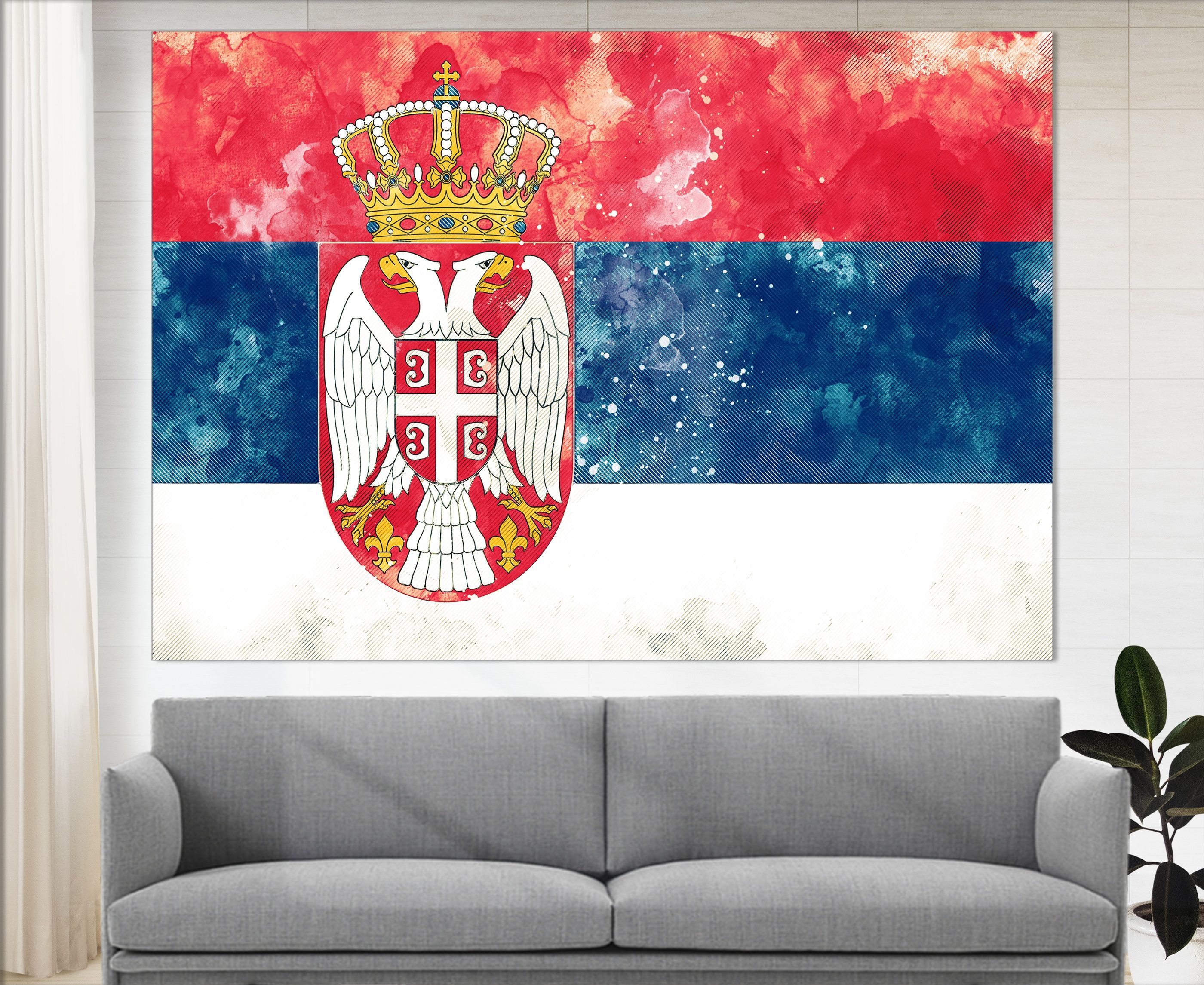 2800x2291 Serbia Flag Canvas Print Serbia Wall Art Flag of Serbia
