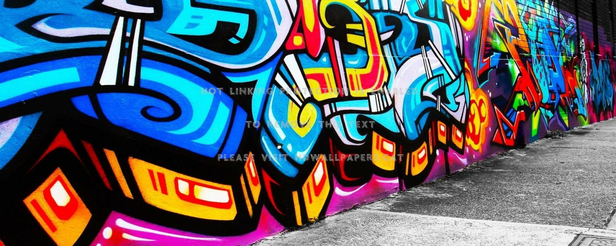 2560x1024 graffiti wall HD abstract dual monitor