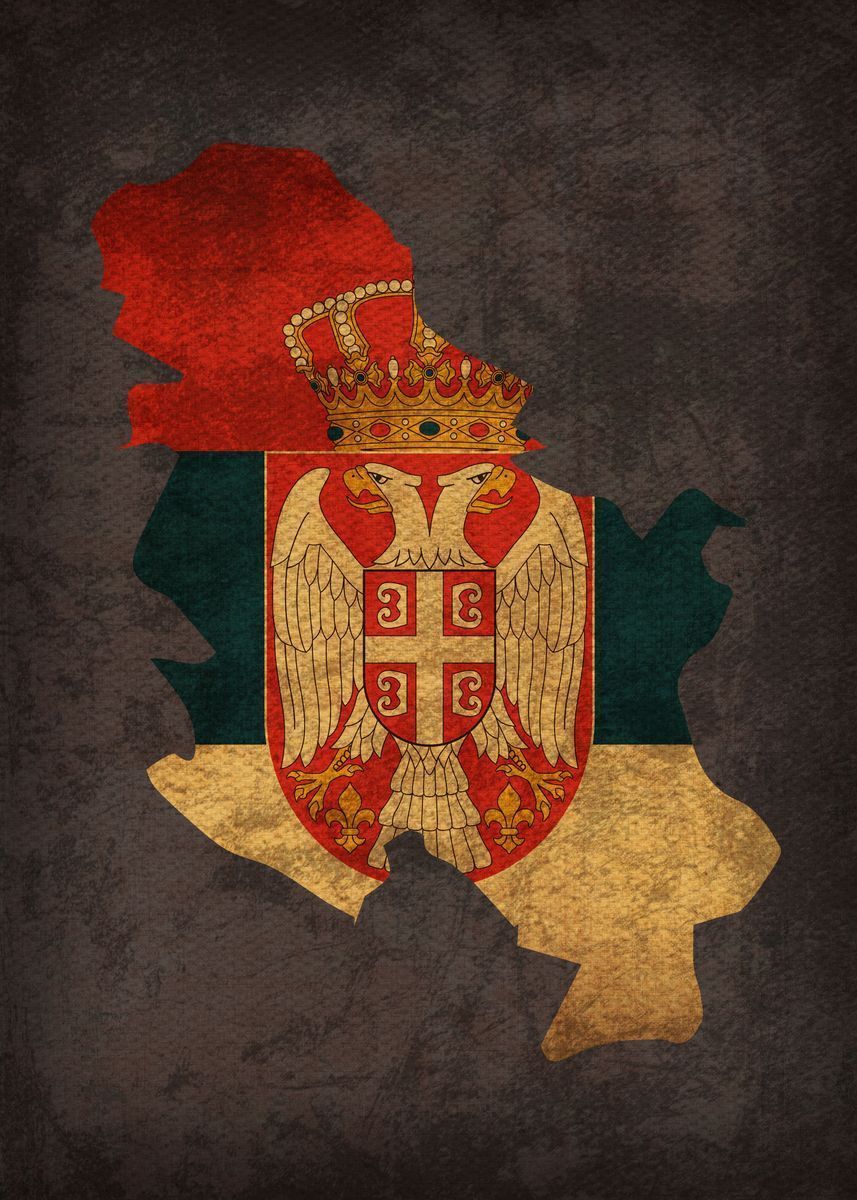 857x1200 Serbia Country Flag Map' Poster