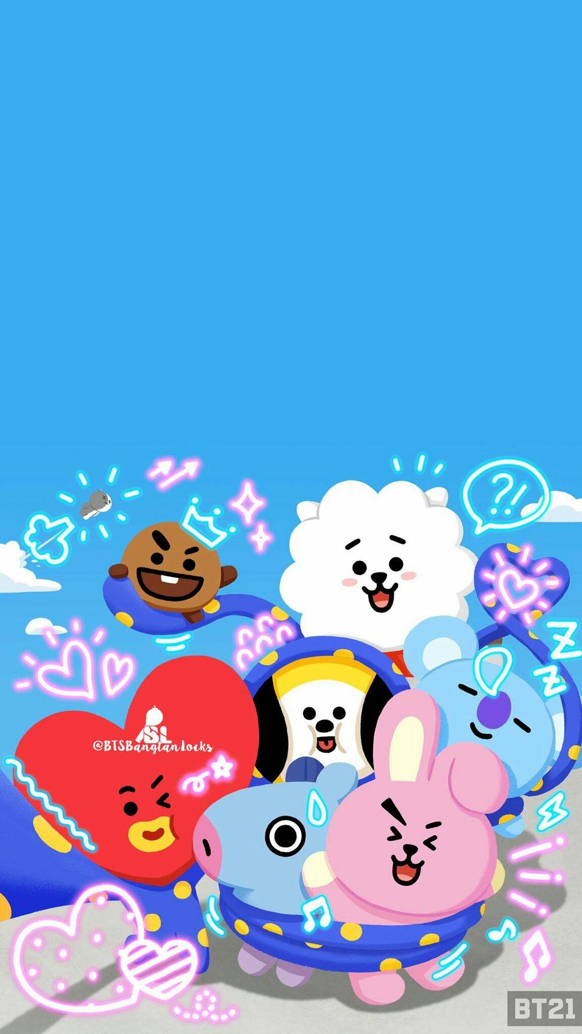 BT21 LINE FRIENDS  Chibi Hình nền Bts