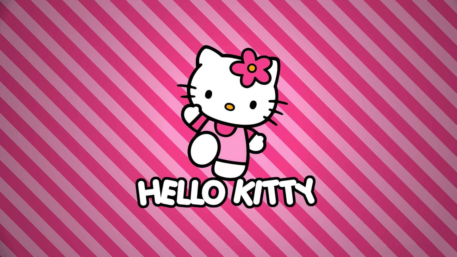 1920x1080 Download Sanrio Desktop Hello Kitty Pink Striped Background Wallpaper