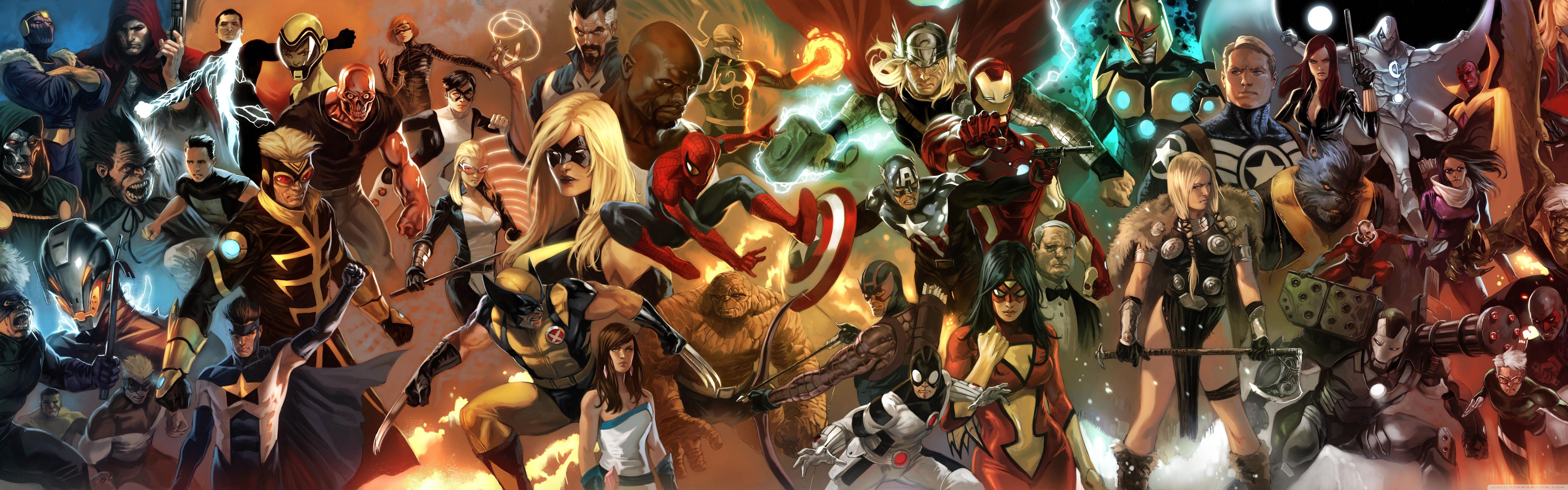 7680x2400 Marvel Comics Characters ❤ 4K HD Desktop Wallpaper for • Dual