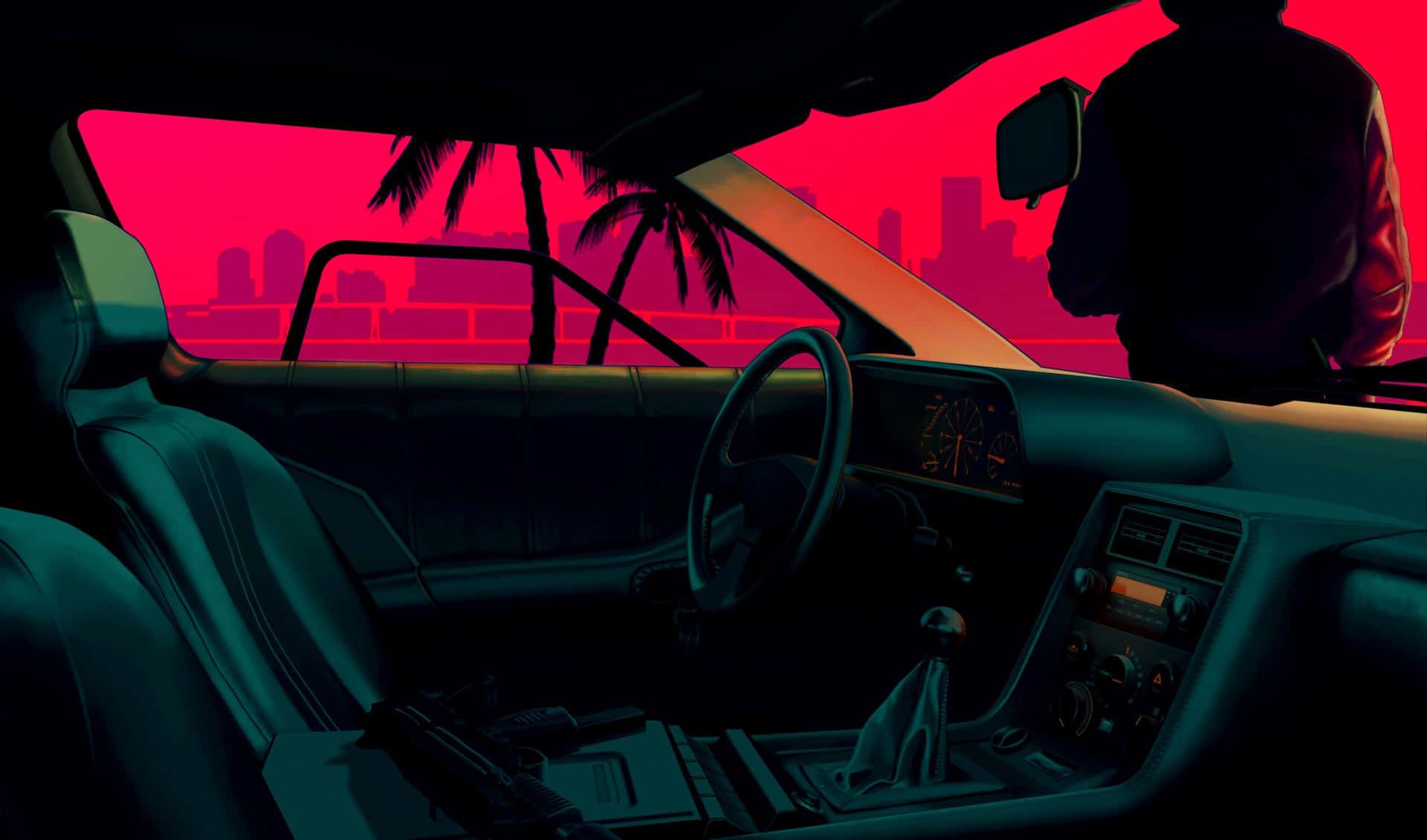 1920x1130 Download Vintage Car Interior Digital Illustration Wallpaper
