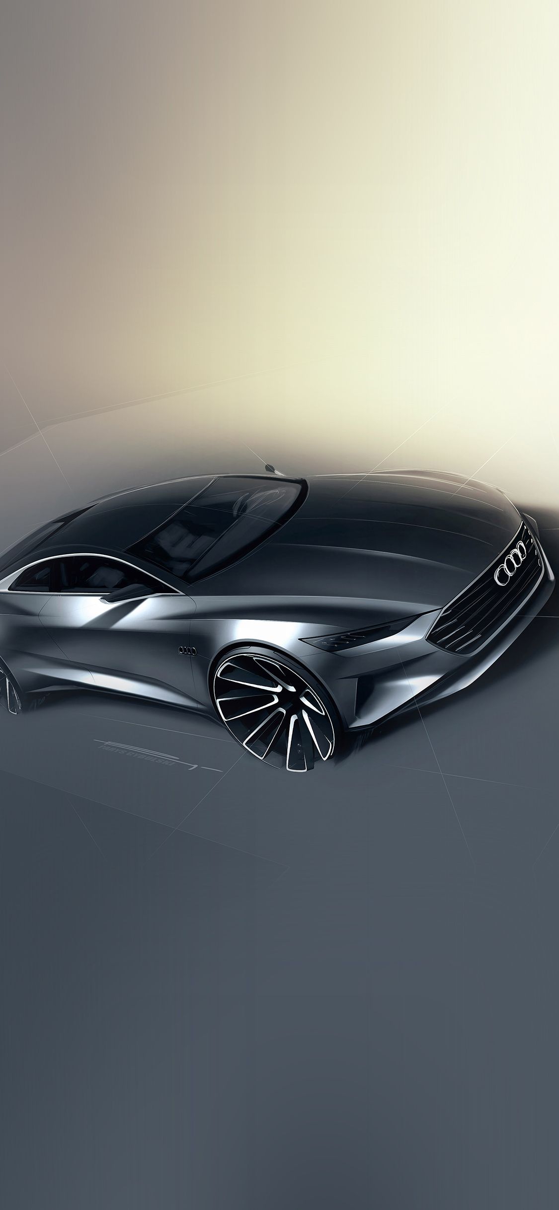 1125x2436 audi concept car illustration art