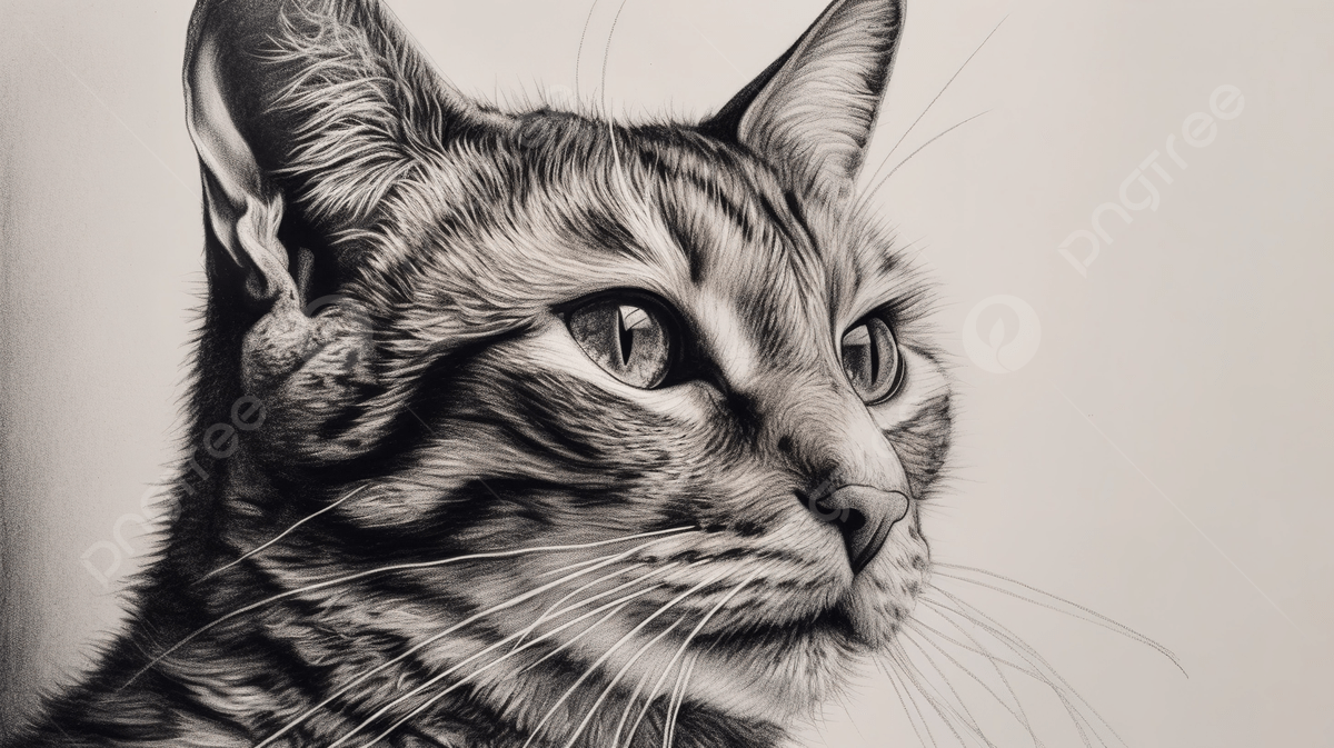 1200x673 Cat Portrait Background, Pencil Drawing Art Project, Picture Of A Cat Drawing Background Image And Wallpaper for Free Download