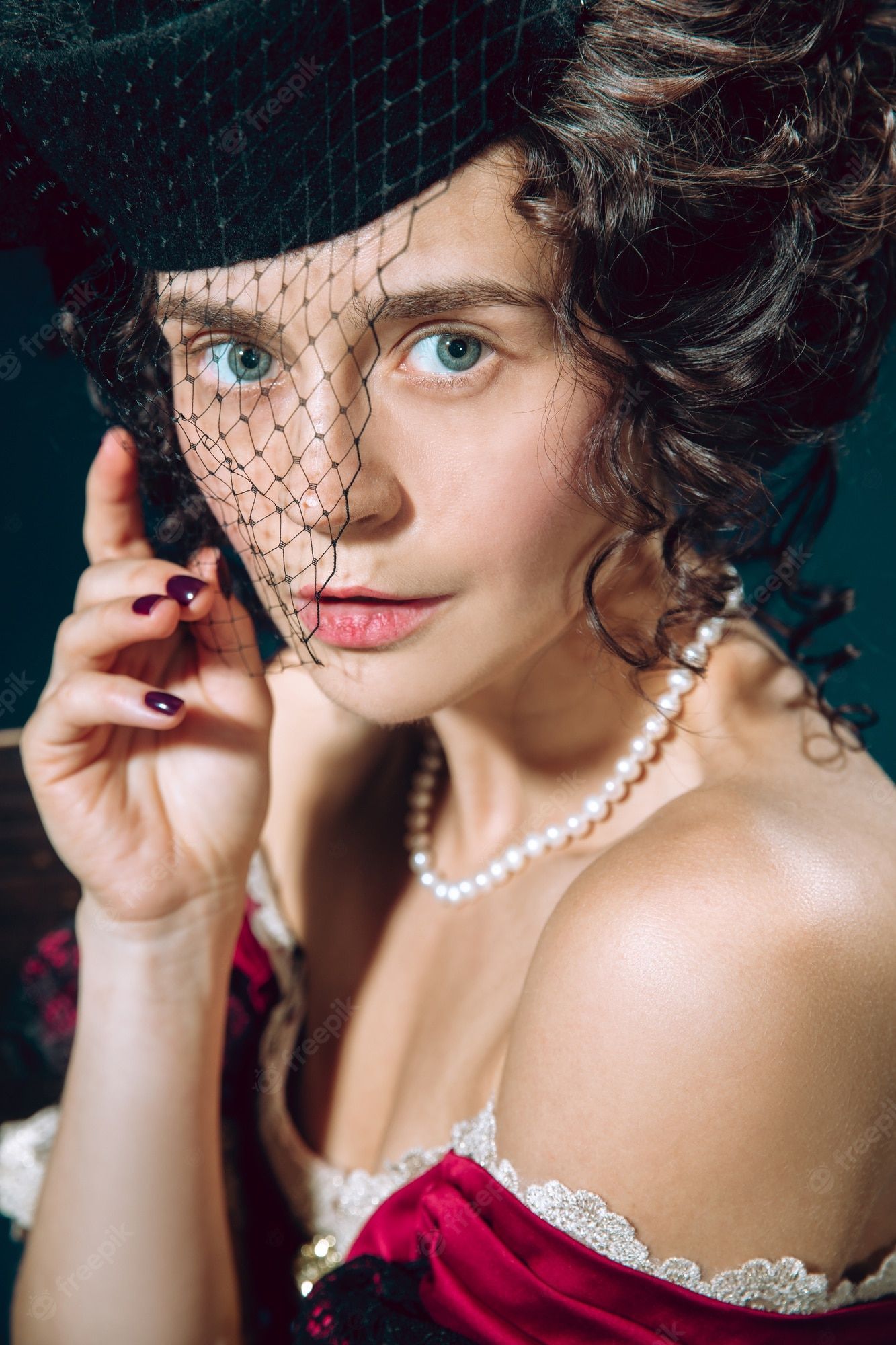 1333x2000 Free Photo. Love tragic. young woman as anna karenina isolated on dark blue