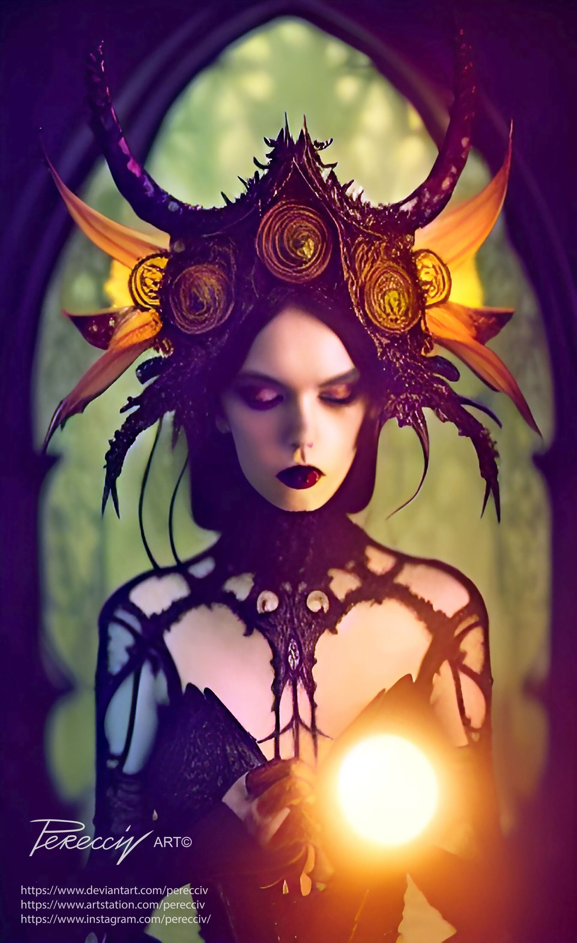 1920x3136 Demon girl Archenna with a magic candle