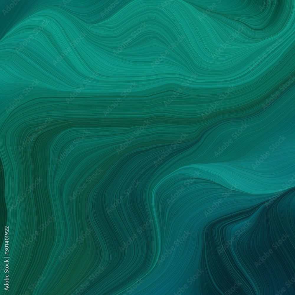 1000x1000 square graphic illustration with teal green, dark cyan and teal colors. abstract colorful swirl motion. can be used as wallpaper, background graphic or texture Stock Illustration