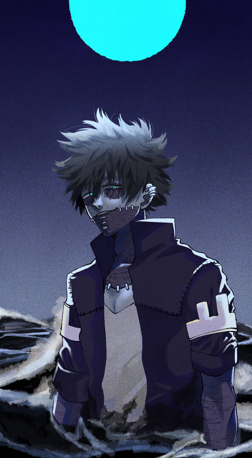 1057x1920 Download Cute Dabi Dark Cyan Aesthetic Wallpaper
