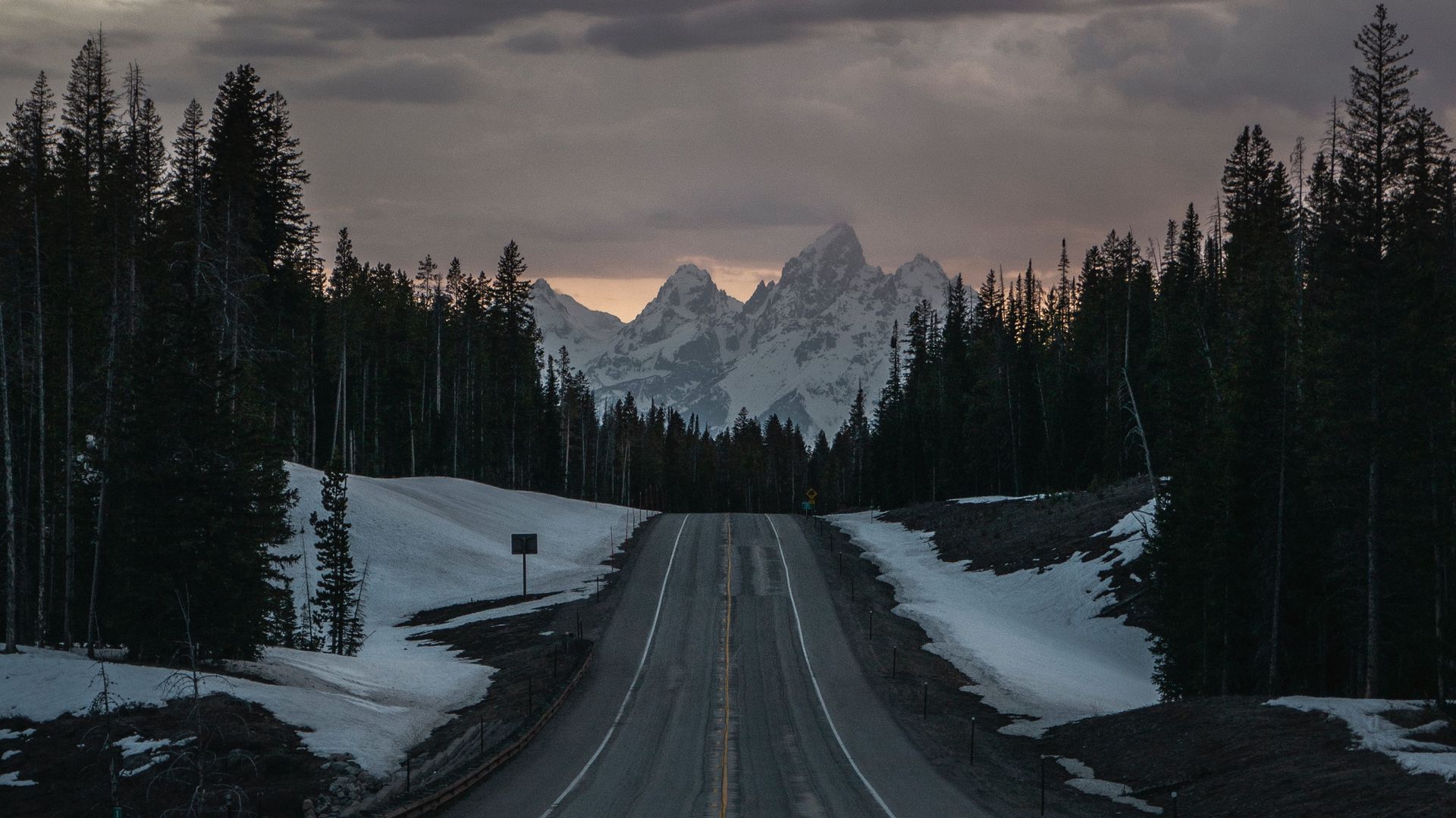 1920x1080 Download wallpaper 1920x1080 road, mountains, forest, hills, twilight full hd, hdtv, fhd, 1080p HD background