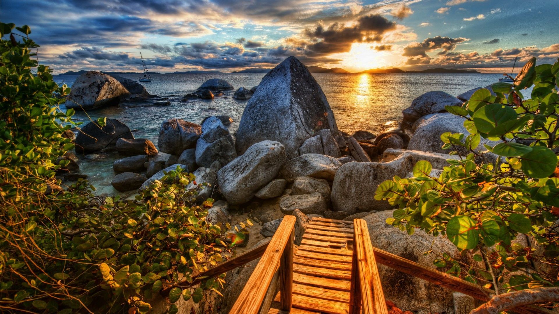 1920x1080 Wallpaper Sea, 4k, HD wallpaper, sun, sunset, stones, nature, Nature