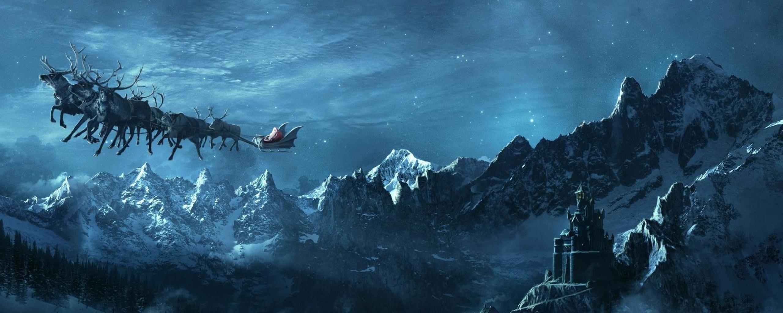 2560x1024 Merry Christmas Dual Screen Wallpaper