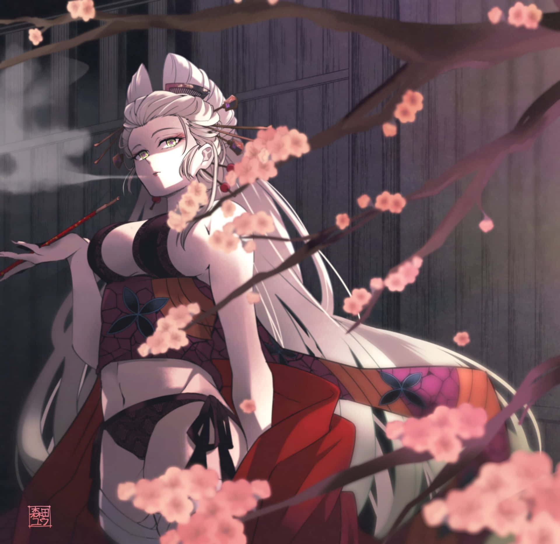 1920x1867 Download Kagaya Ubuyashiki And Daki Of Demon Slayer In The Moonlight Wallpaper