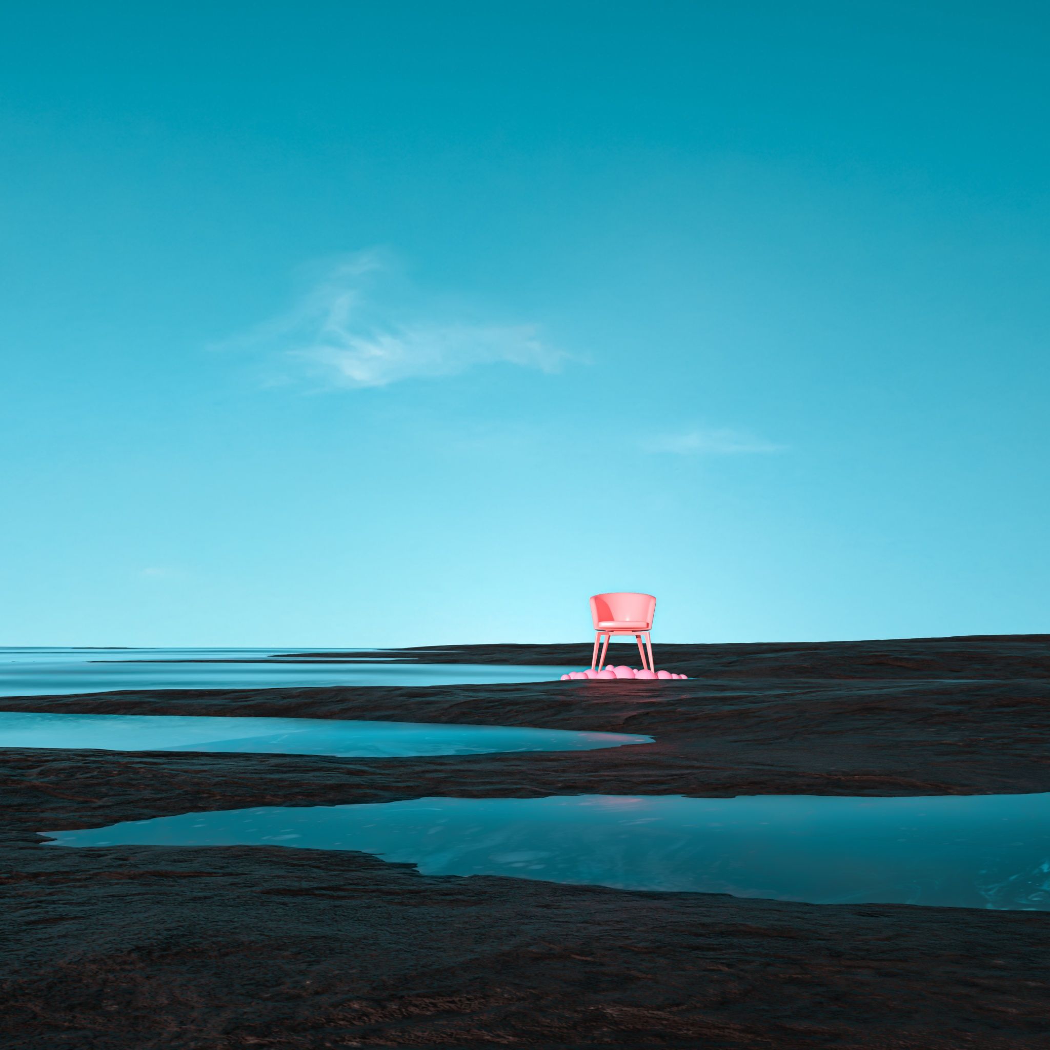 2048x2048 Chair Wallpaper 4K, Dream, Turquoise, Clear sky