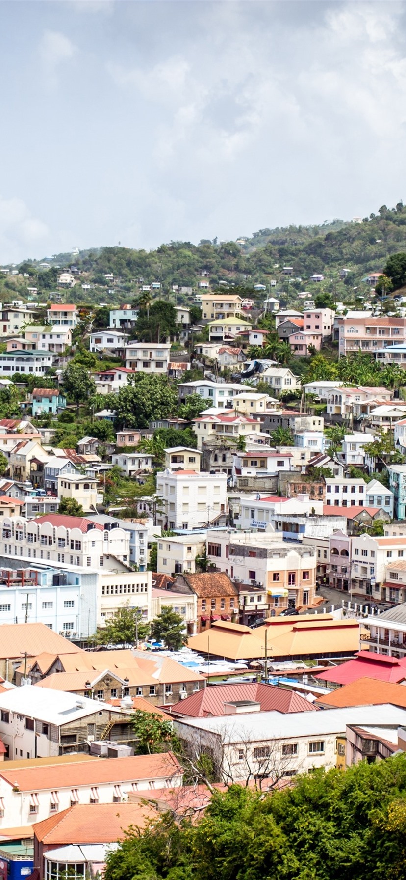 828x1792 Wallpaper Grenada, city, houses, mountains, sea 2880x1800 HD Picture, Image
