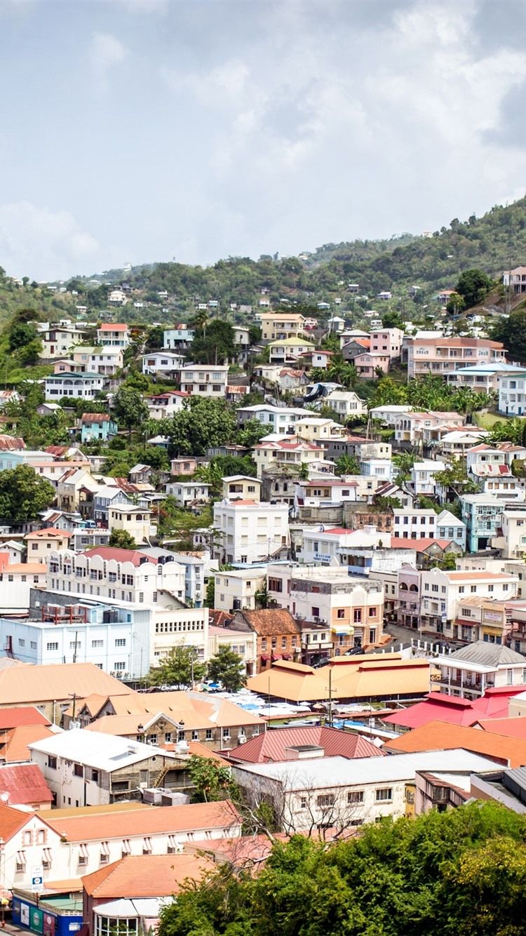 750x1334 Grenada, City, Houses, Mountains, Sea 828x1792 IPhone 11 XR Wallpaper, Background, Picture, Image