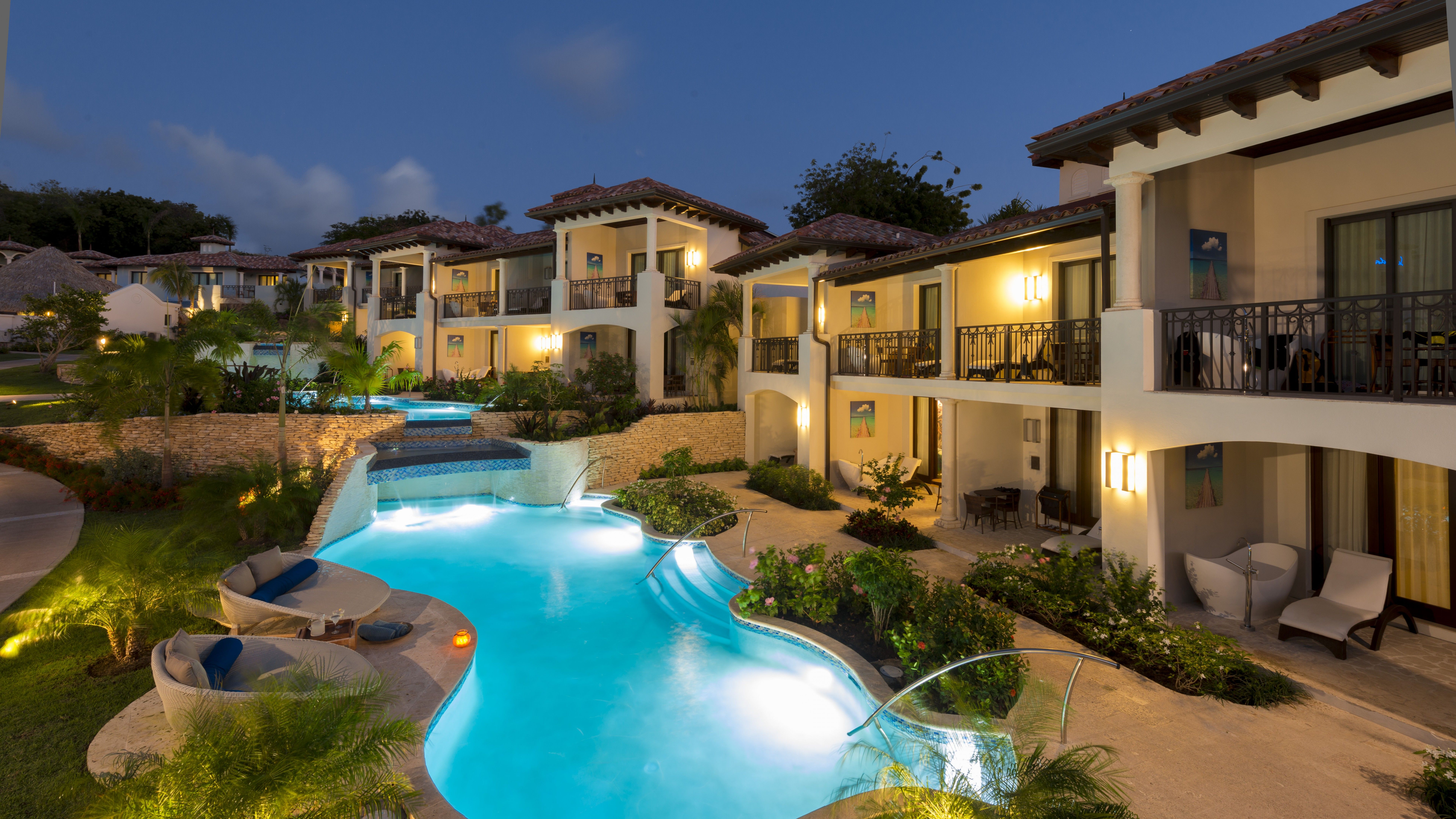 7680x4320 Wallpaper Sandals LaSource Grenada Resort, Best Hotels of tourism, travel, resort, vacation, pool, Travel