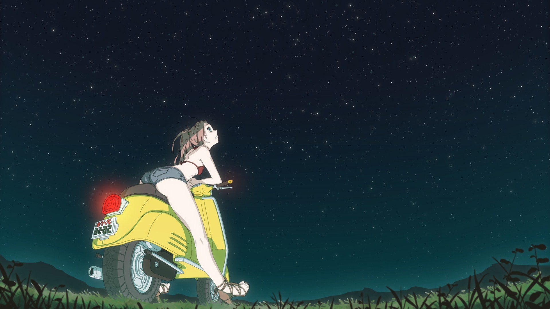 1920x1080 Free download anime Girls Stars FLCL Haruhara Haruko Scooters Night [1920x1080] for your Desktop, Mobile & Tablet. Explore Flcl Wallpaper. Flcl Background, Flcl Wallpaper, Flcl Background