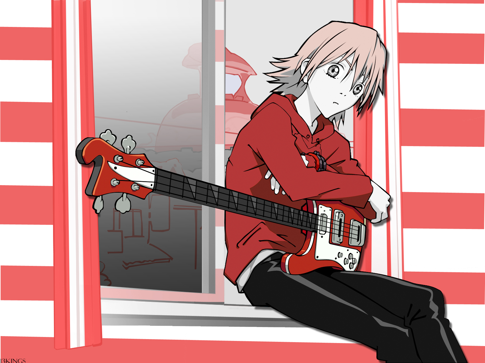 1600x1200 flcl guitar haruhara haruko instrument. konachan.com.com Anime Wallpaper