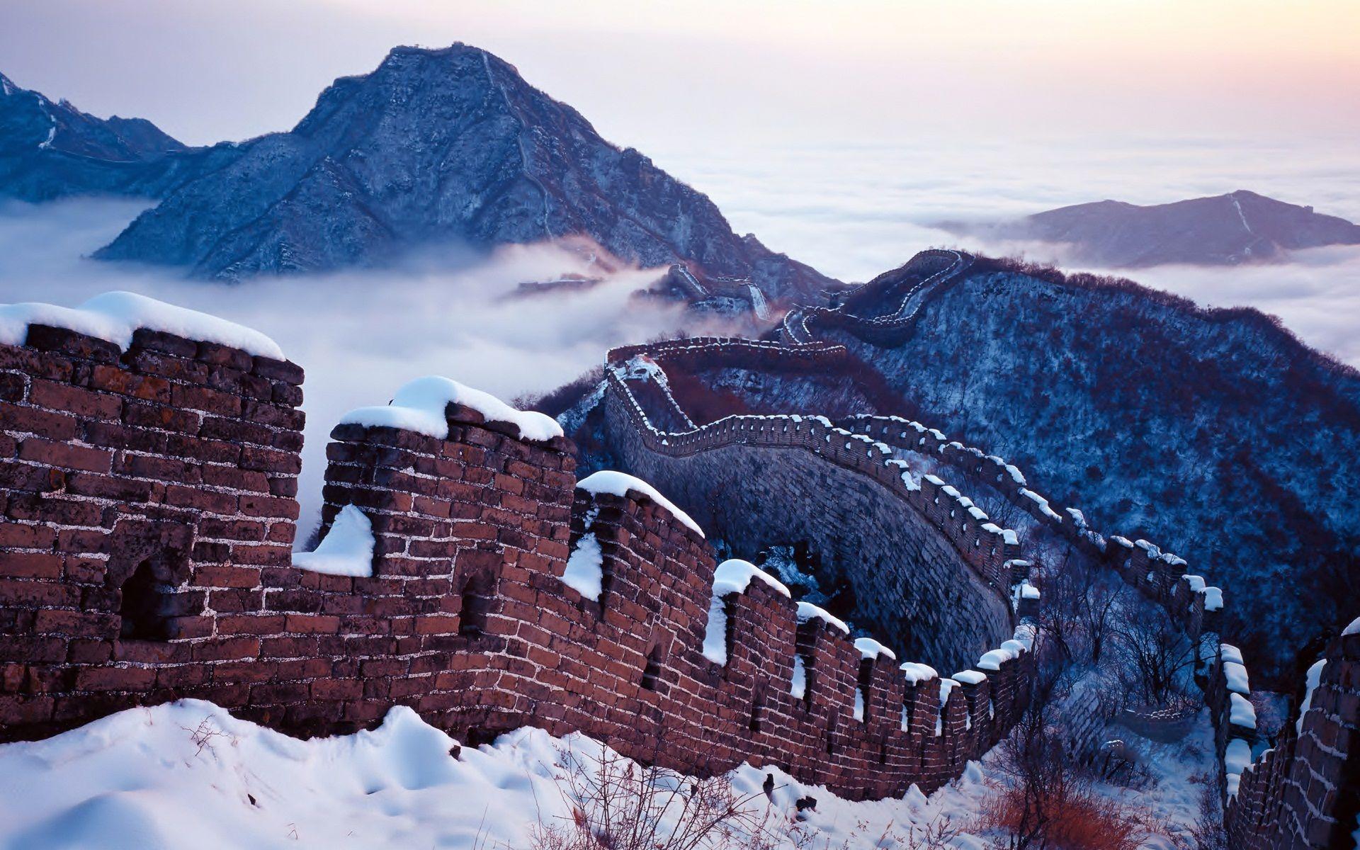 1920x1200 Snow on Great Wall Hình nền màn hình rộng Trung Quốc - Du lịch HD