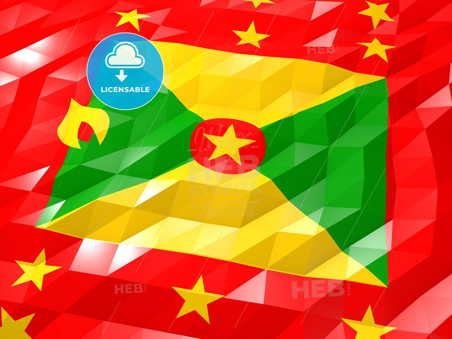 1440x1080 Flag of Grenada 3D Wallpaper Illustration