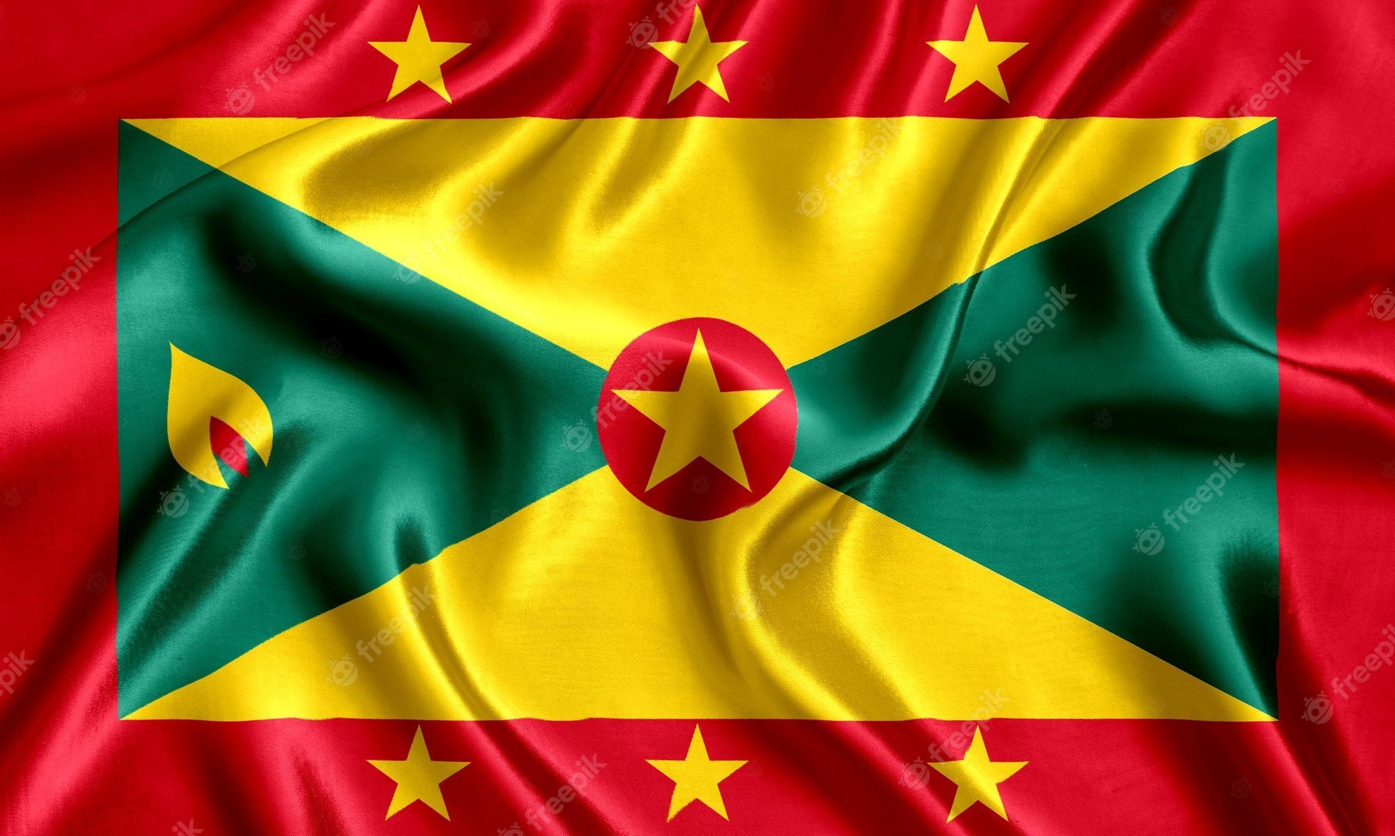 2000x1199 Premium Photo. Flag Of Grenada Silk Close Up Background