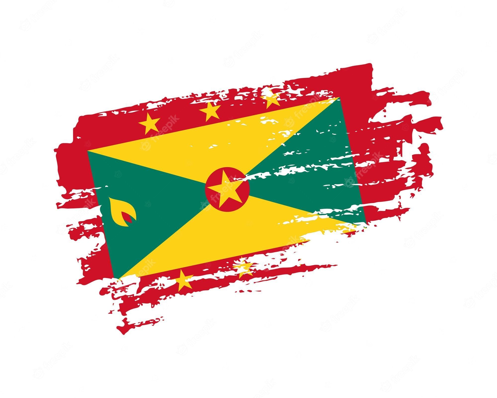 2000x1600 Premium Vector. Hand painted grenada grunge brush style flag on solid background