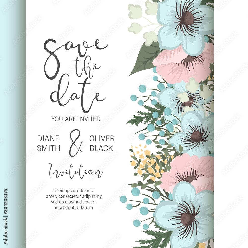 1000x1000 Floral wedding background and mint green flower pattern Stock Vector