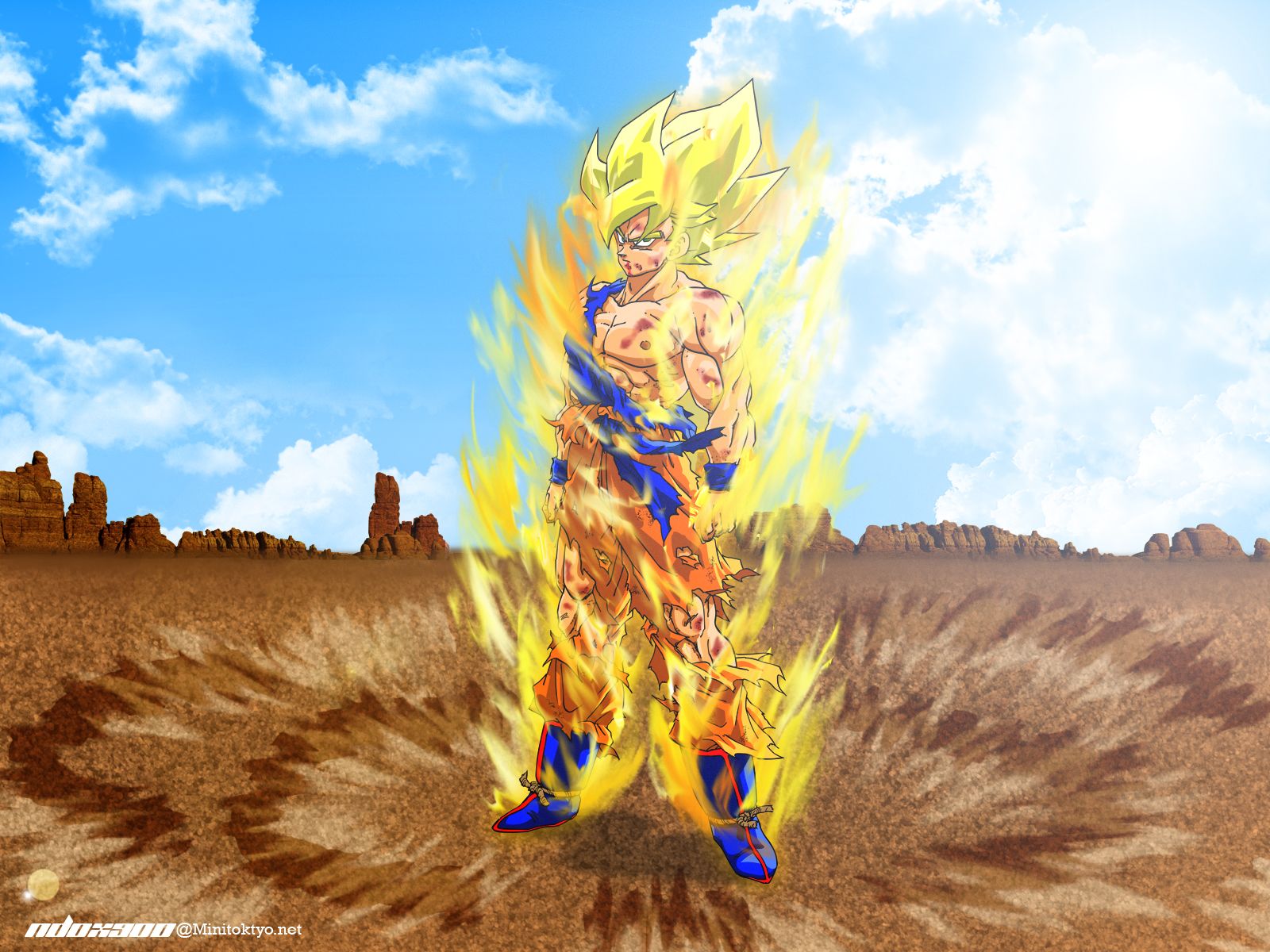 1600x1200 Goku Power Up Wallpaper