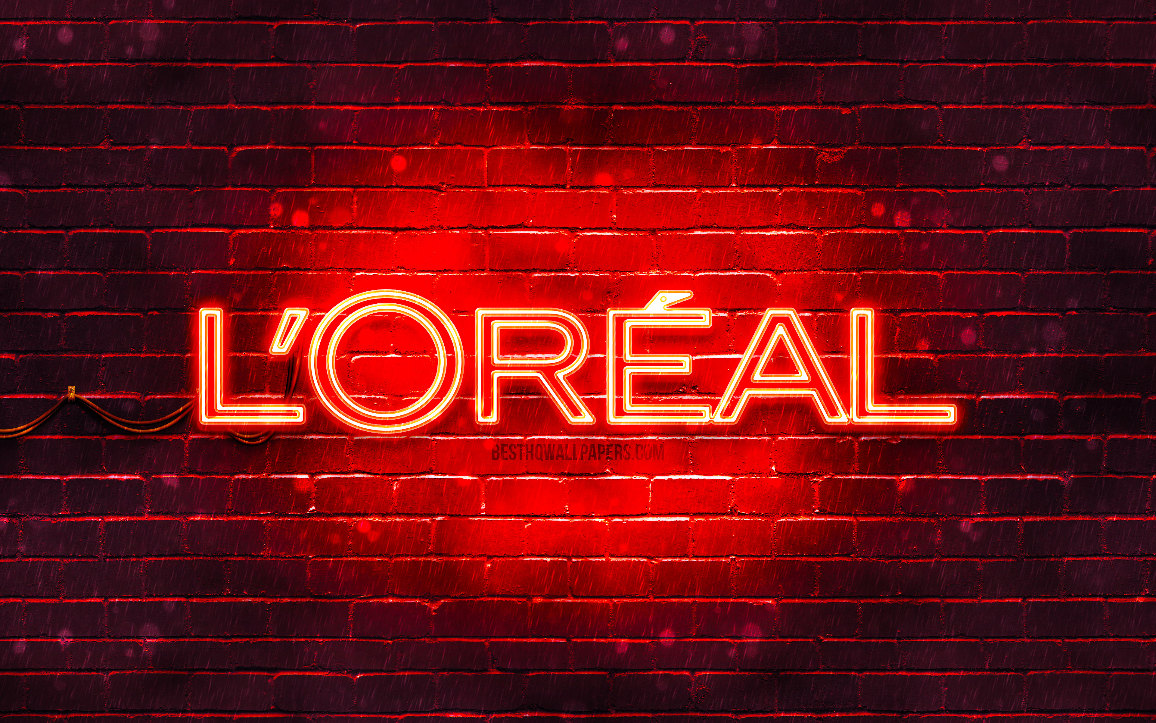 3840x2400 Download wallpaper Loreal red logo, 4k, red brickwall, Loreal logo, brands, Loreal neon logo, Loreal for desktop with resolution 3840x2400. High Quality HD picture wallpaper