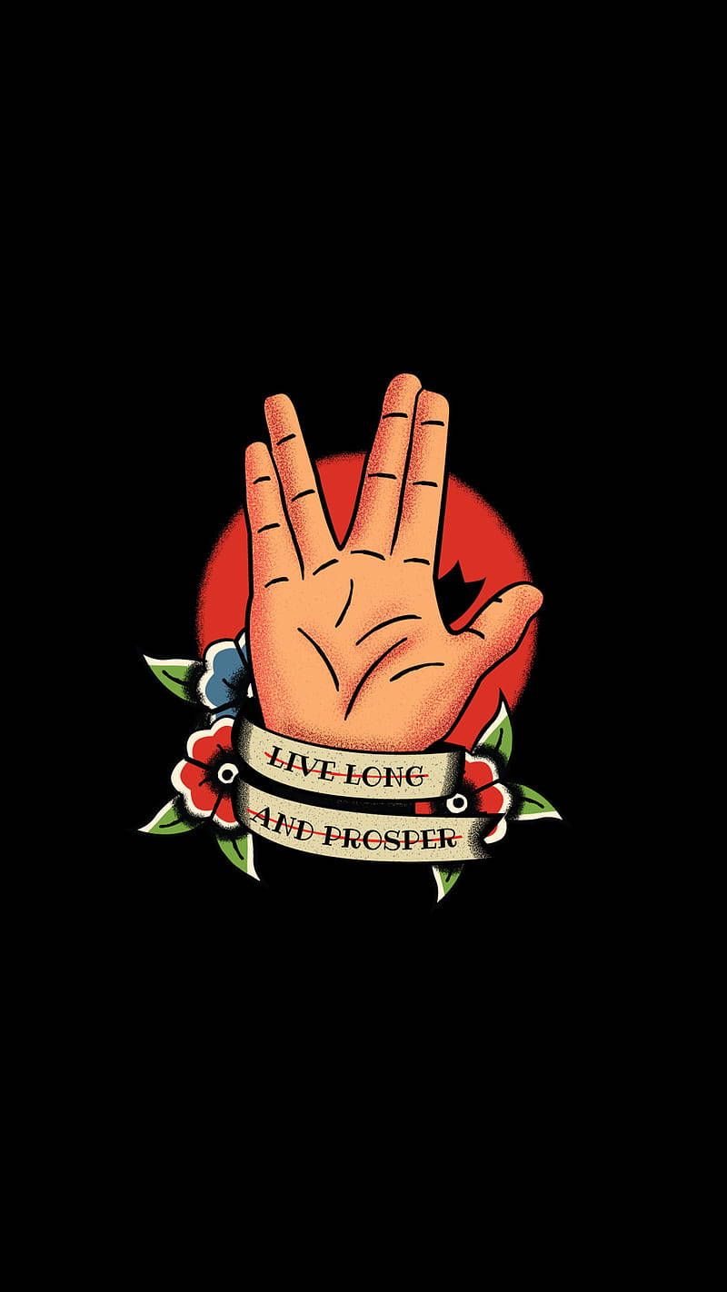 800x1422 Download Spock Hand Sign And Quote Wallpaper