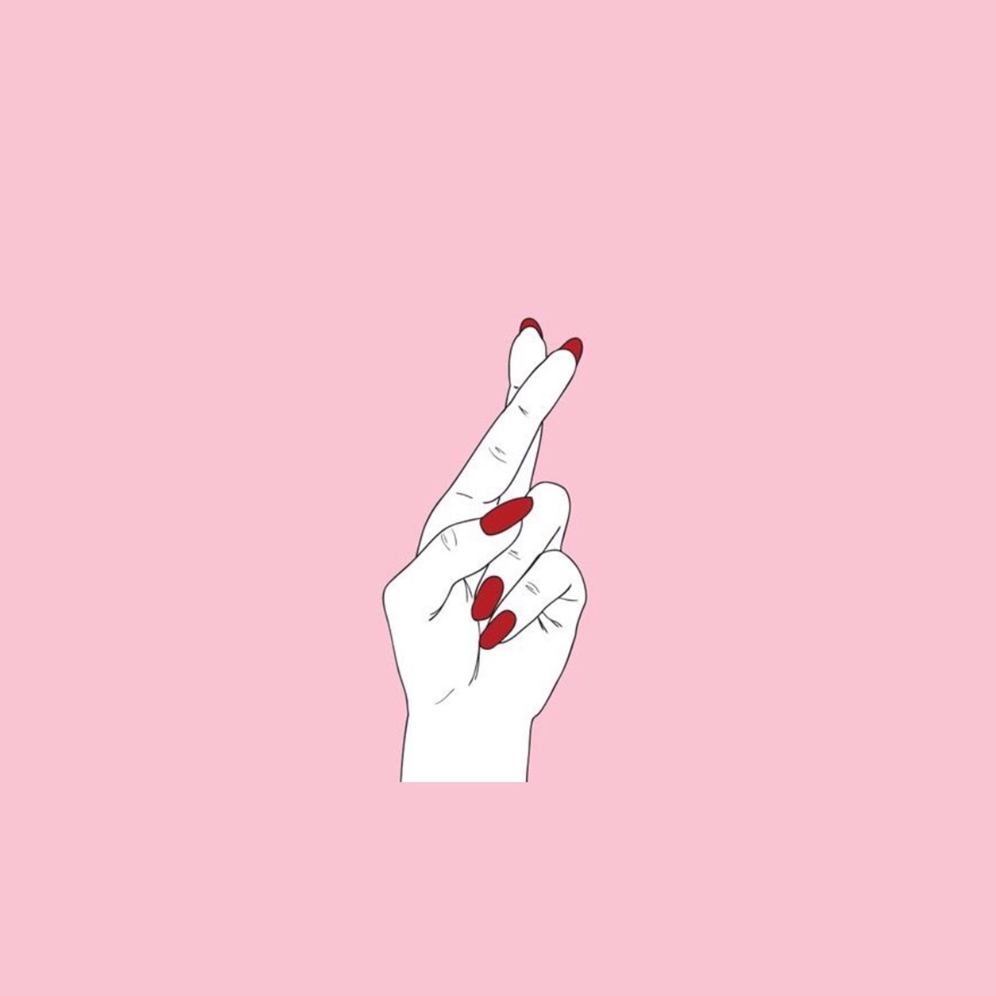 2048x2048 Hand gesture wallpaper. Sketch book, Red nails, Red and pink
