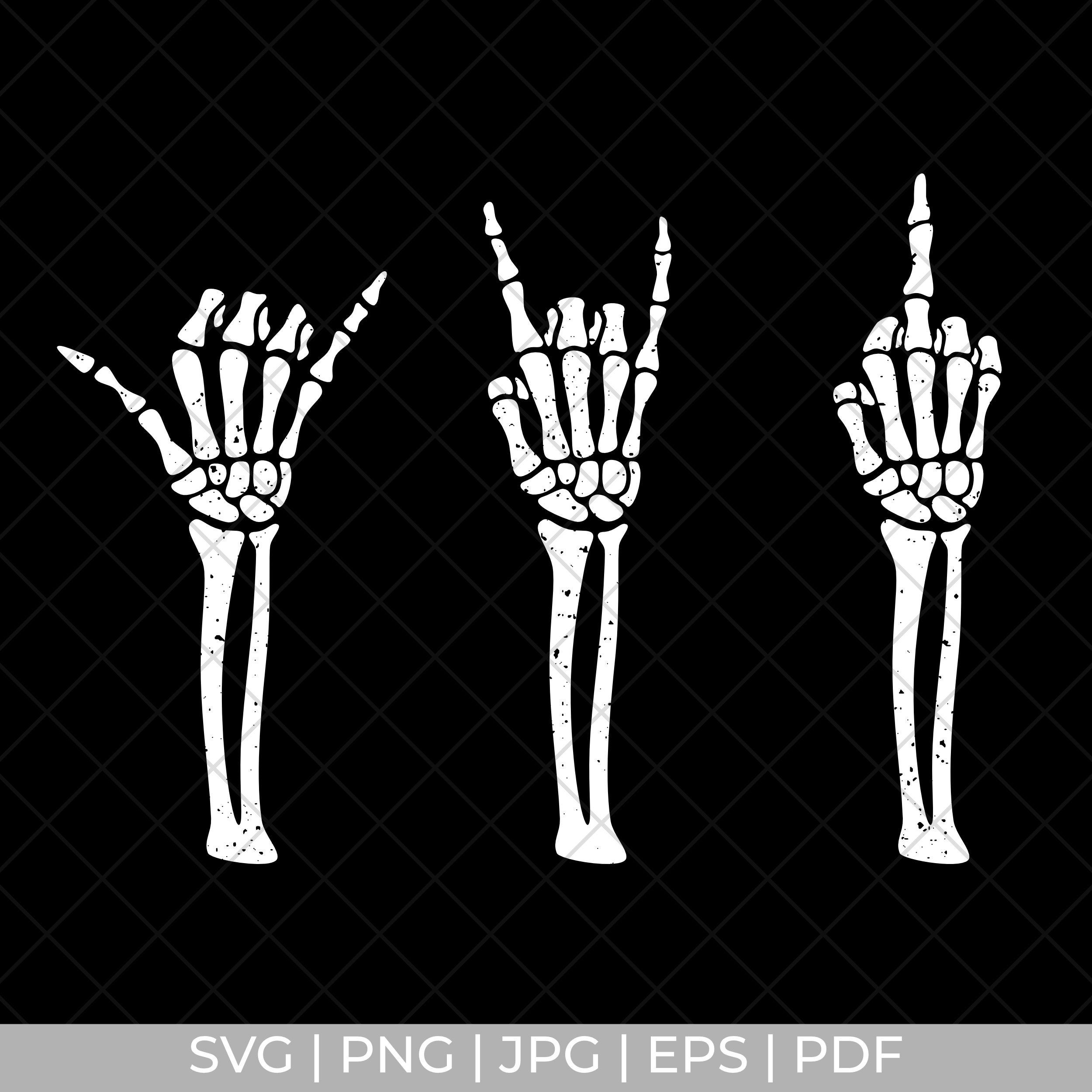 2500x2500 Skeleton Hand Signs Hang Loose Rock Middle Finger Funny